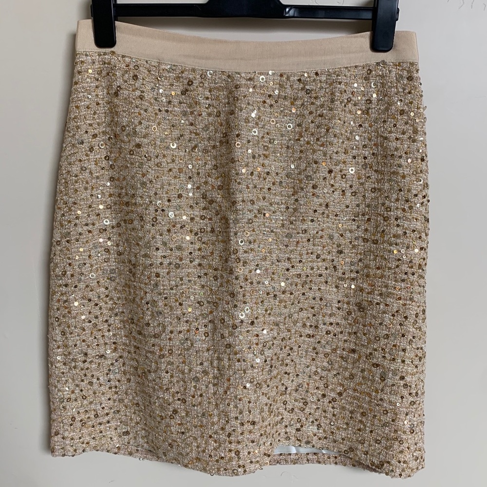 Kate Spade Gold sequin pencil skirt SZ 12